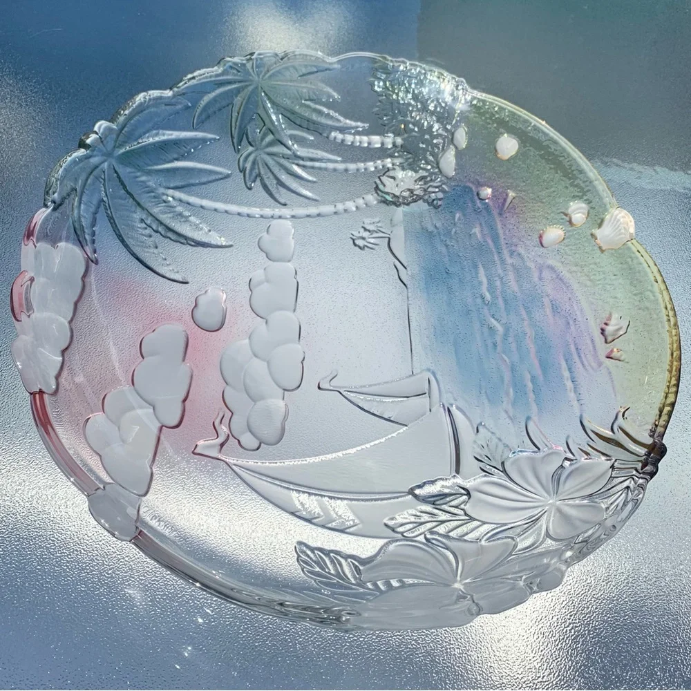 Mikasa Sunrise Bay 18-1/2” Oval Sailboat Nautical Hostess Glass Platter
